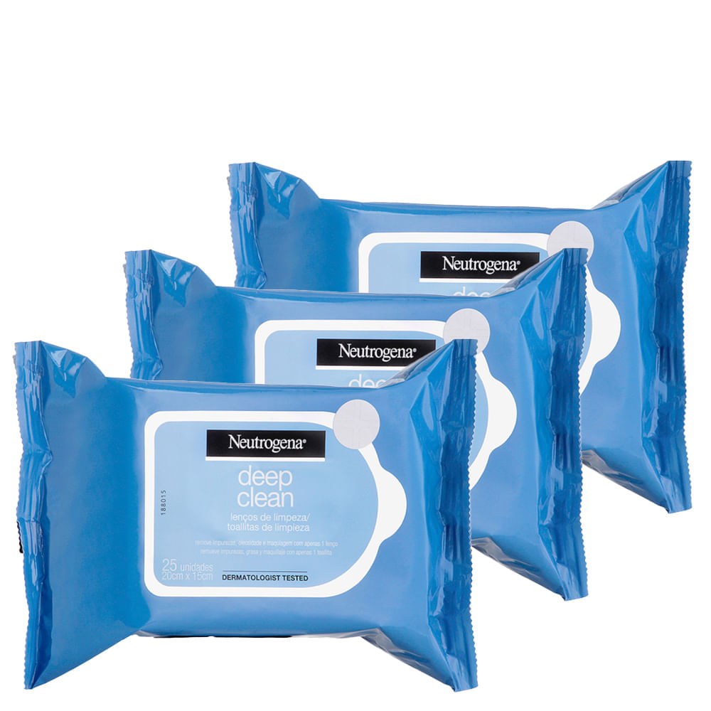 Neutrogena - Deep Clean Intensive - Kit Lenço Demaquilante - 3 Unidades — imagem 3 | Farmácia Resyla