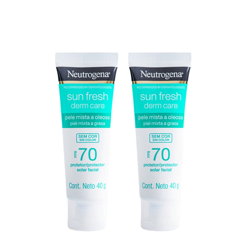 Neutrogena - Kit Sun Fresh Derm Care - Protetor Solar Facial Pele Oleosa FPS 70 40g 2 Unidades — Neutrogena | Farmácia Resyla