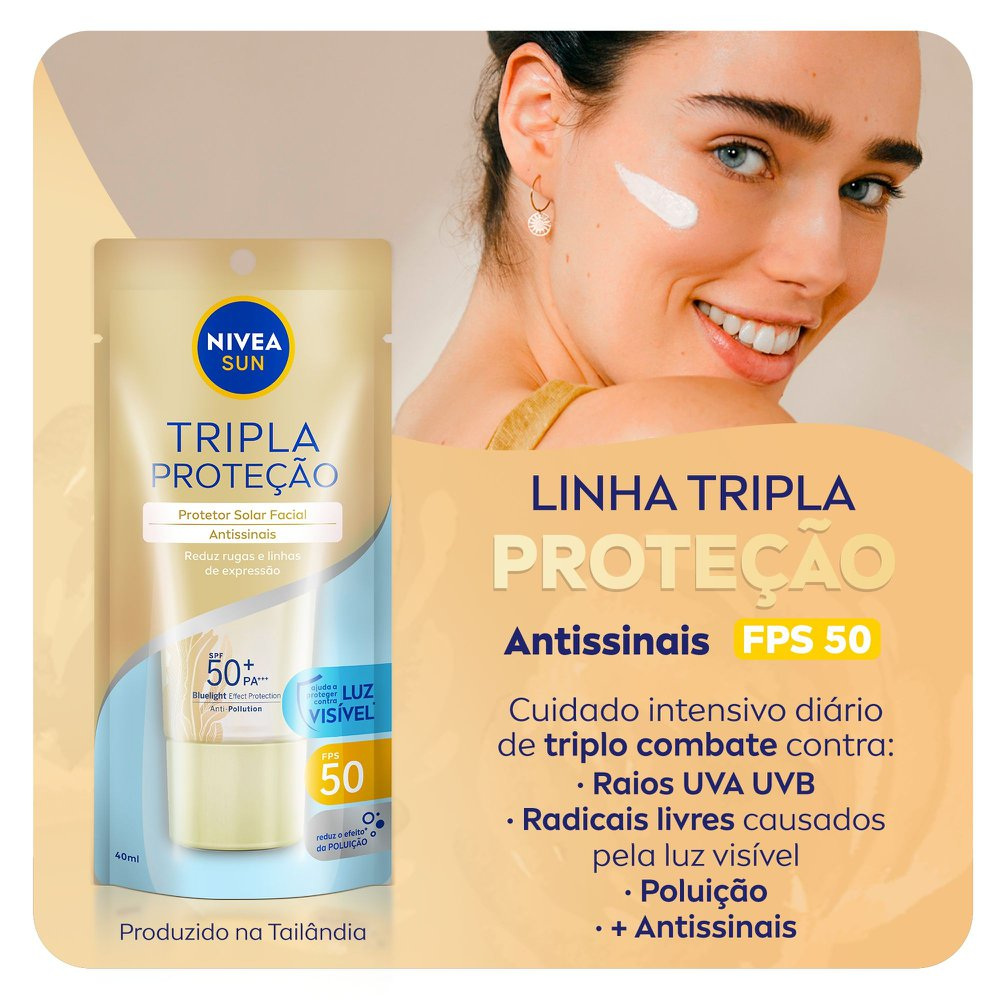 NIVEA SUN Protetor Solar Facial Tripla Proteção Loção Antissinais FPS 50 40ml — imagem 2 | Farmácia Resyla