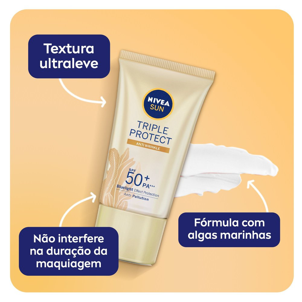 NIVEA SUN Protetor Solar Facial Tripla Proteção Loção Antissinais FPS 50 40ml — imagem 3 | Farmácia Resyla