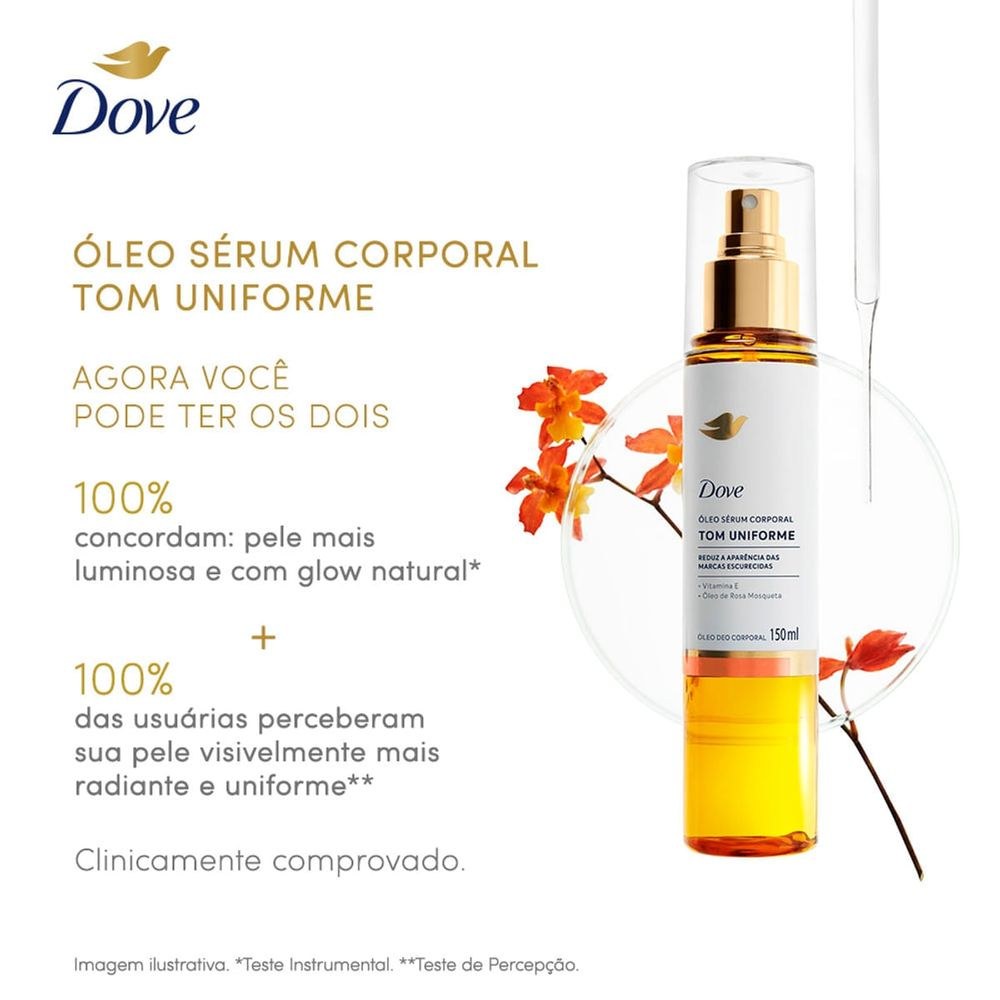 Óleo Corporal Sérum Dove Deo Vitamina E E Óleo De Rosa Mosqueta Tom Uniforme Spray 150ml — imagem 3 | Farmácia Resyla