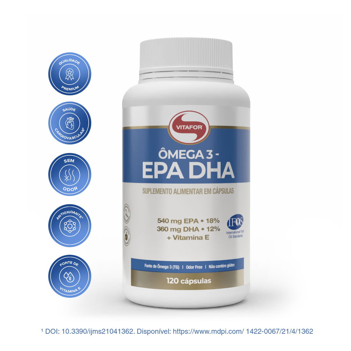Ômega 3 EPA DHA 540mg + 360mg 120 Cápsulas Moles — Vitafor | Farmácia Resyla