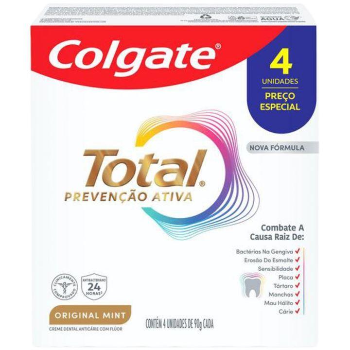 Pack Creme Dental Original Mint Colgate Total Prevenção Ativa 4 Unidades De 90g Cada — Colgate | Farmácia Resyla