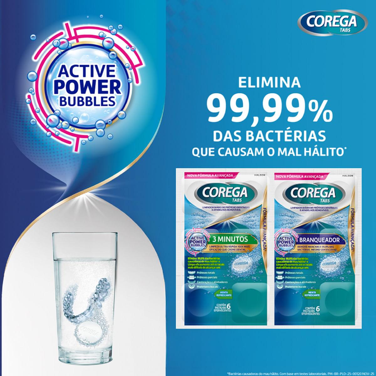 Pastilha de Limpeza Corega Tabs 3 Minutos para Próteses e Aparelhos Removíveis 6 Unidades — imagem 4 | Farmácia Resyla