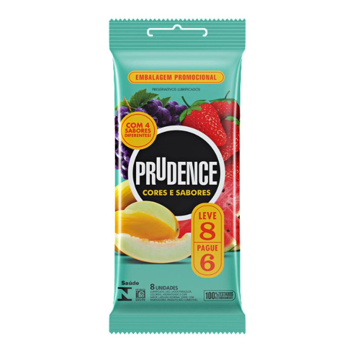 Preservativo Prudence Cores & Sabores Lubrificado Sabores Sortidos 8 Unidades — Prudence | Farmácia Resyla