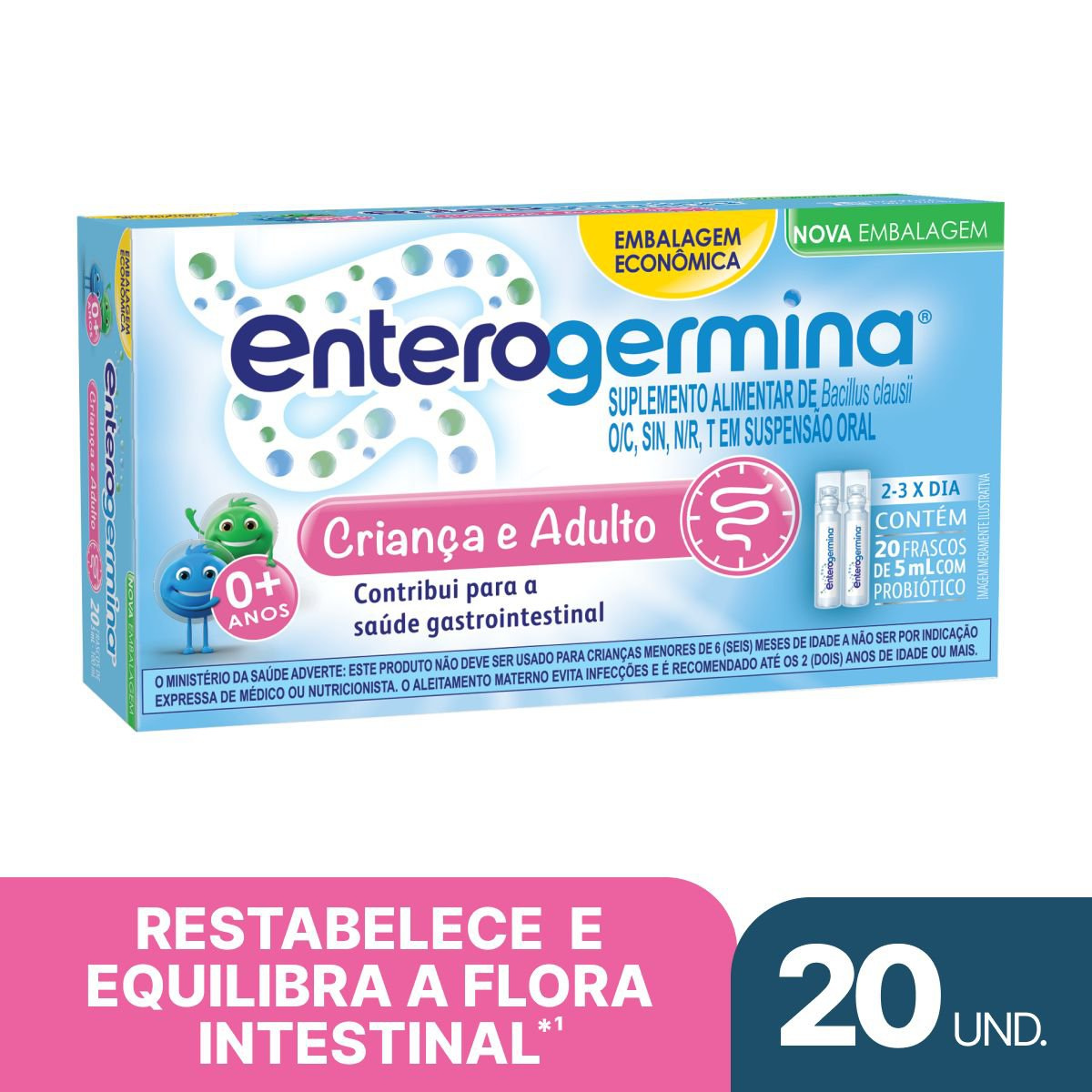 Probiótico Enterogermina 5ml 20 Frascos Tamanho Família — Enterogermina | Farmácia Resyla