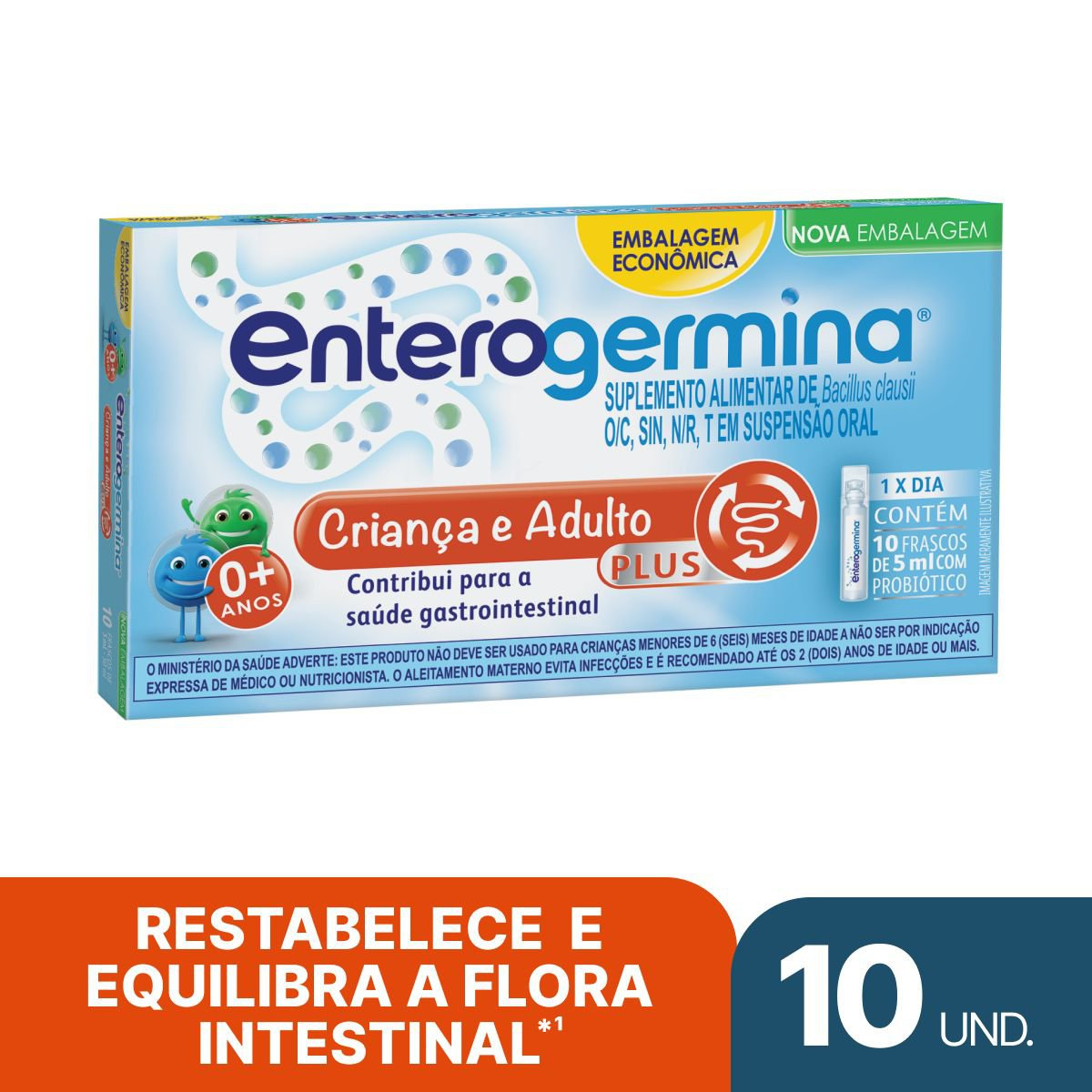 Probiótico Enterogermina Plus 10 Frascos 5ml Tamanho Família — Enterogermina | Farmácia Resyla