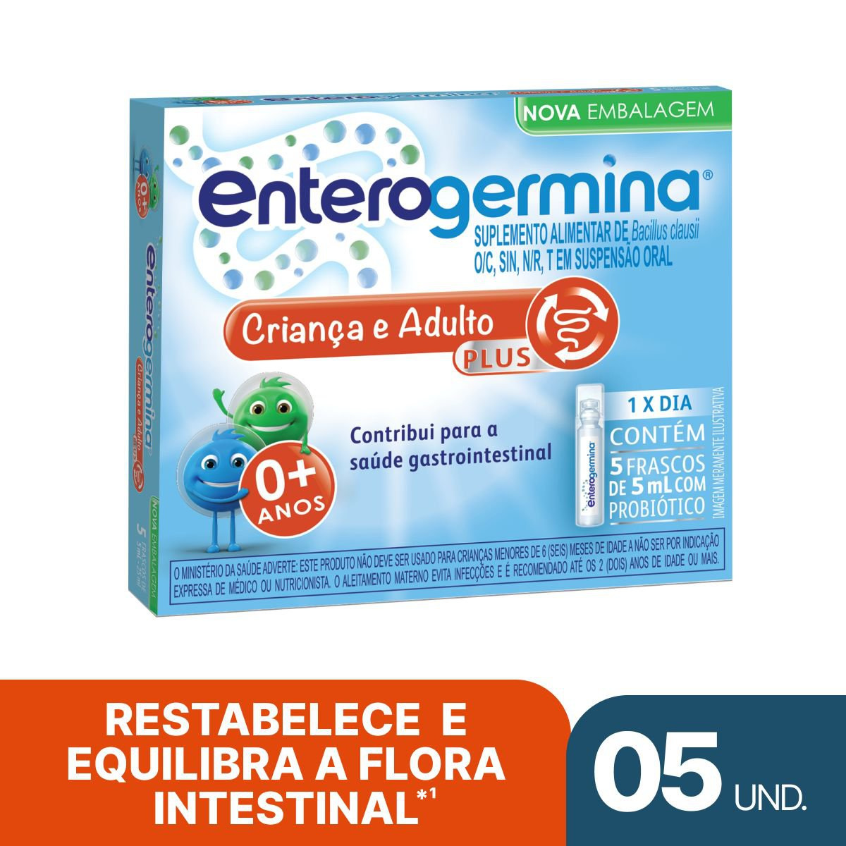 Probiótico Enterogermina Plus 5 Frascos 5ml — Enterogermina | Farmácia Resyla