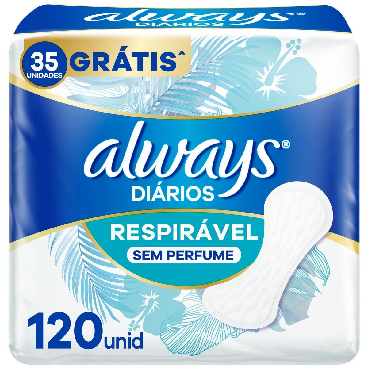 Protetor Diário Always Diários Respirável Sem Perfume 120 Unidades — Always | Farmácia Resyla