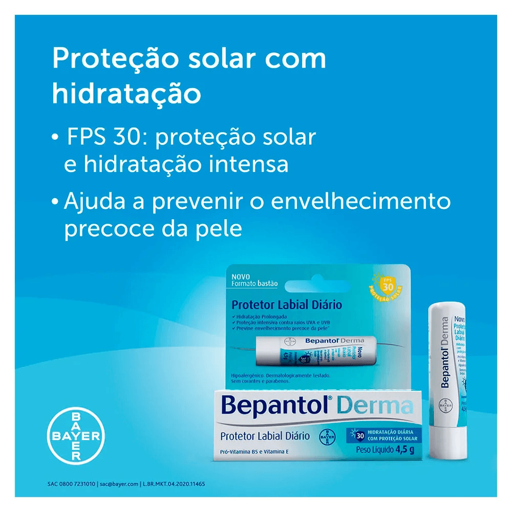 Protetor Labial Bepantol Derma Diário FPS50 4,5g — imagem 3 | Farmácia Resyla