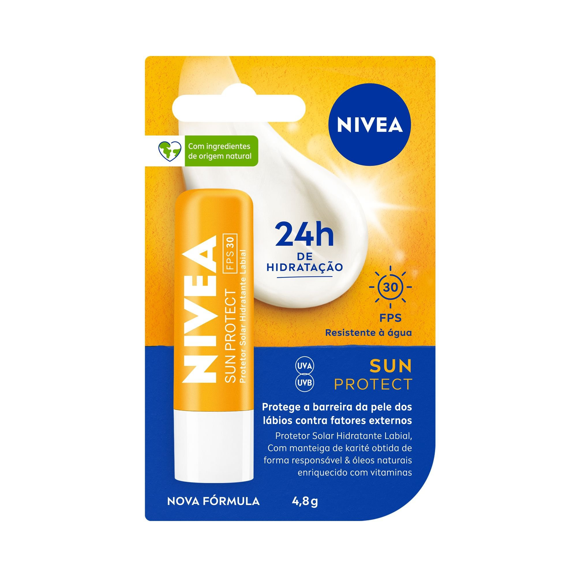 Protetor Labial Nivea Sun Protect Hidratante FPS30 4,8g — Nivea | Farmácia Resyla