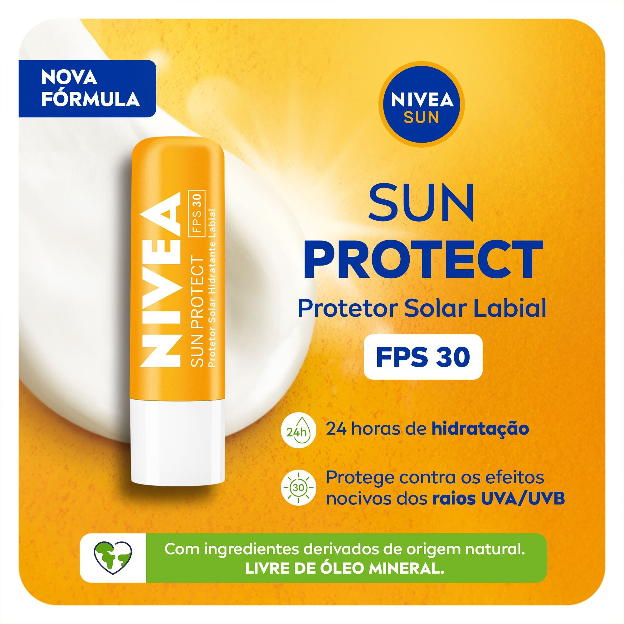 Protetor Labial Nivea Sun Protect Hidratante FPS30 4,8g — imagem 2 | Farmácia Resyla
