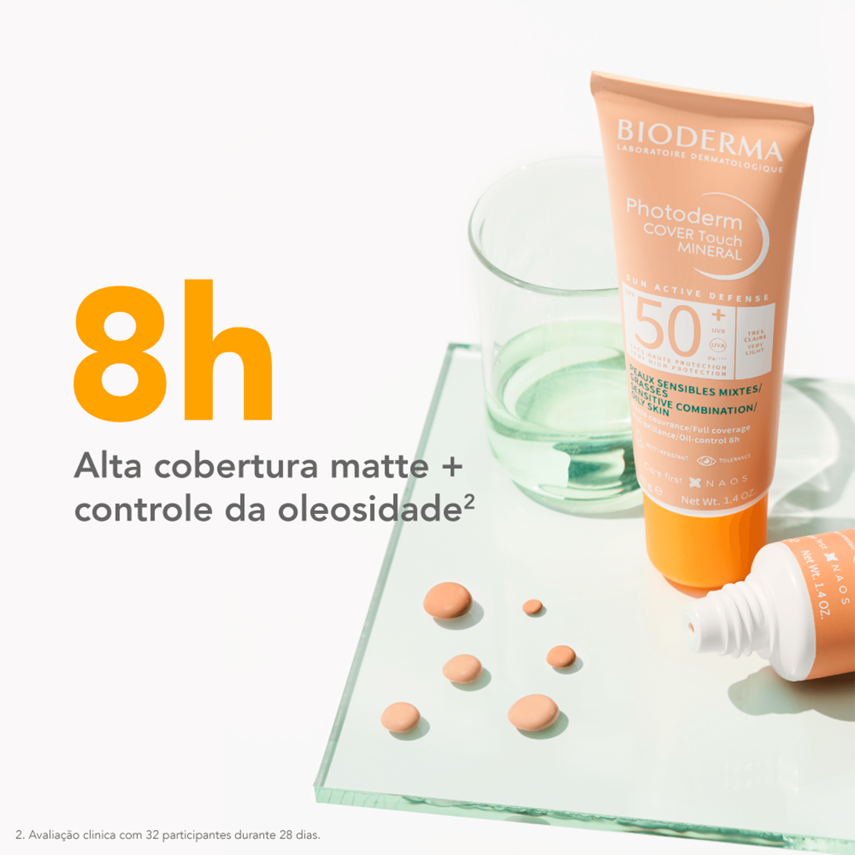 Protetor Solar Facial Bioderma Photoderm Cover Touch Mineral FPS 50+ Cor 2.0 Claro 40ml — imagem 3 | Farmácia Resyla