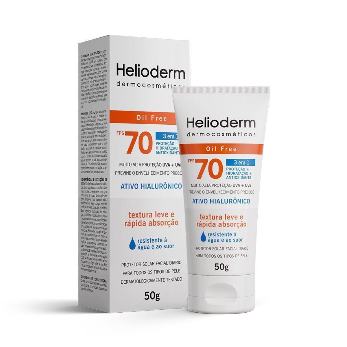 Protetor Solar Facial Helioderm 3 em 1 FPS70 Oil Free 50g — Helioderm | Farmácia Resyla