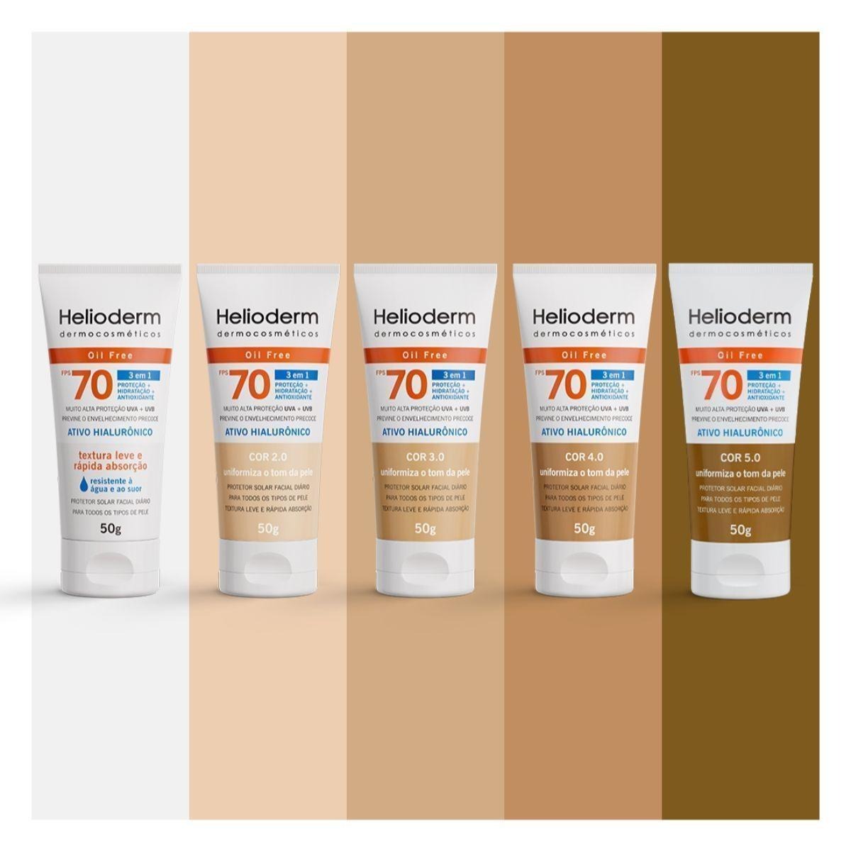 Protetor Solar Facial Helioderm 3 em 1 FPS70 Oil Free 50g — imagem 4 | Farmácia Resyla