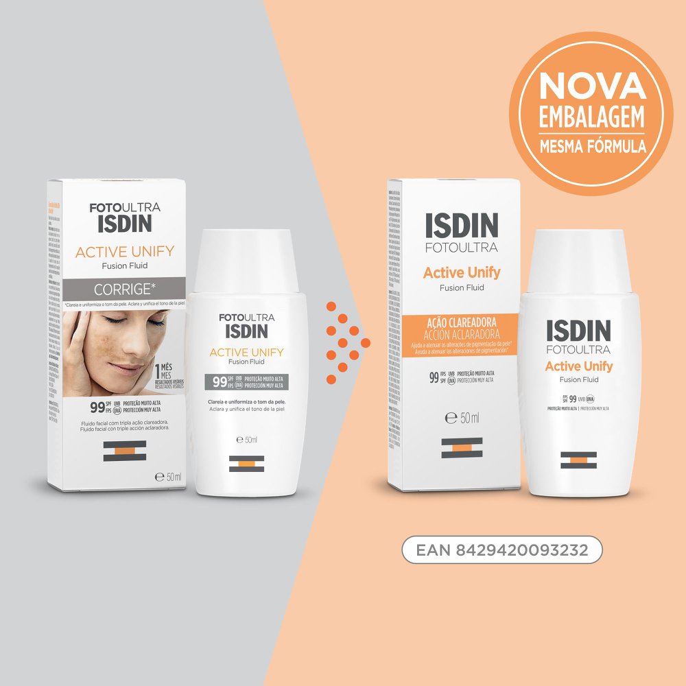 Protetor Solar Facial ISDIN Active Unify FPS99 Fusion Fluid Sem Cor 50ml — imagem 3 | Farmácia Resyla