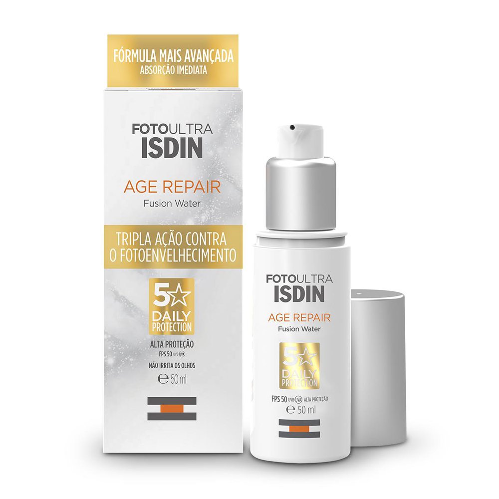 Protetor Solar Facial ISDIN Age Repair Fusion Water FPS50 50ml — Isdin | Farmácia Resyla