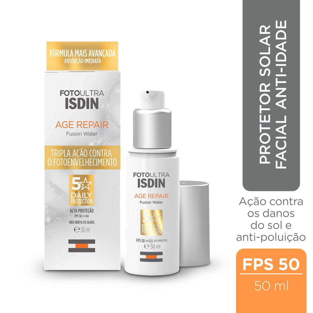 Protetor Solar Facial ISDIN Age Repair Fusion Water FPS50 50ml — imagem 2 | Farmácia Resyla