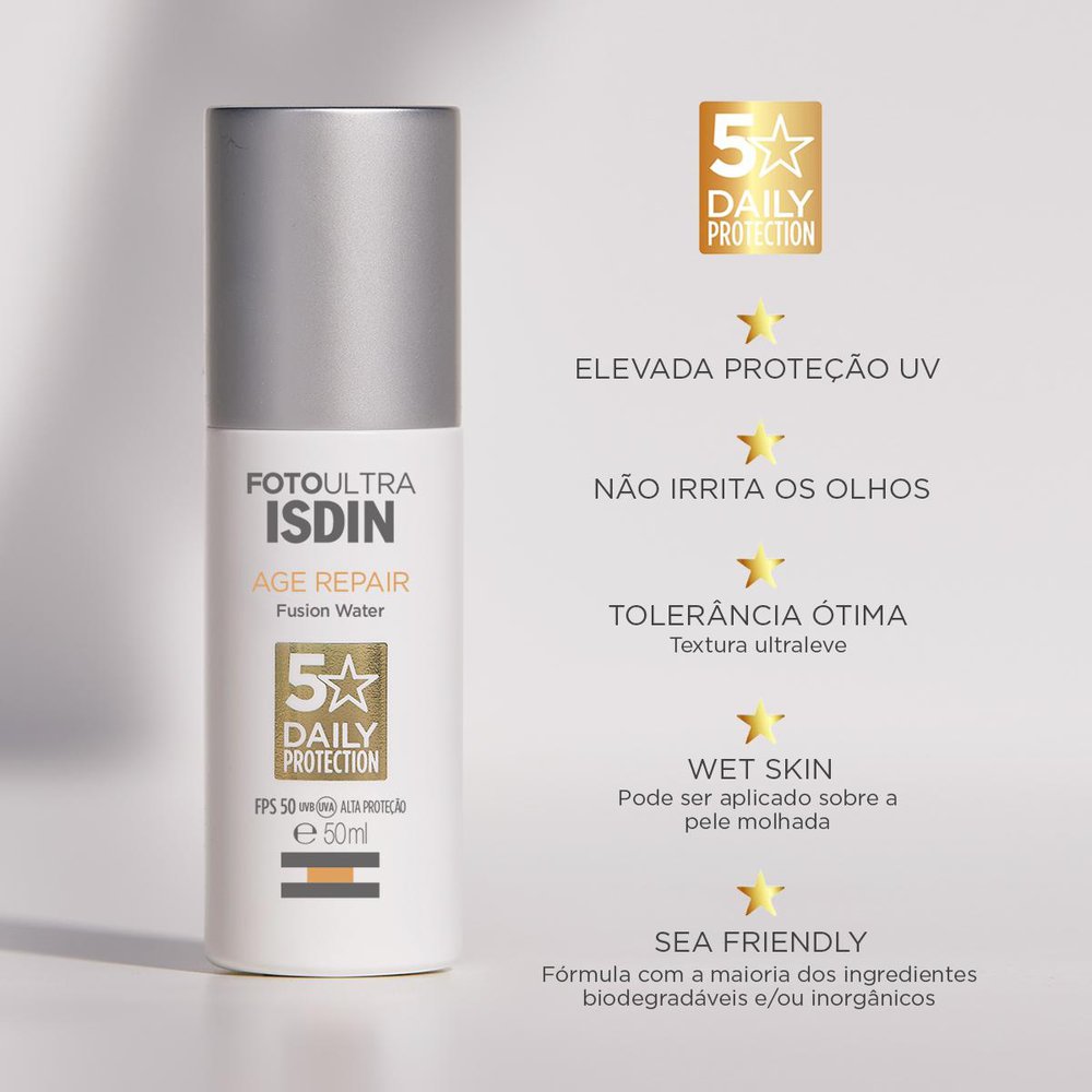 Protetor Solar Facial ISDIN Age Repair Fusion Water FPS50 50ml — imagem 4 | Farmácia Resyla