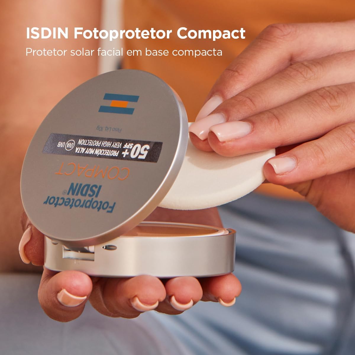 Protetor Solar Facial ISDIN Compact FPS50+ Pó Compacto Cor Areia 10g — imagem 3 | Farmácia Resyla