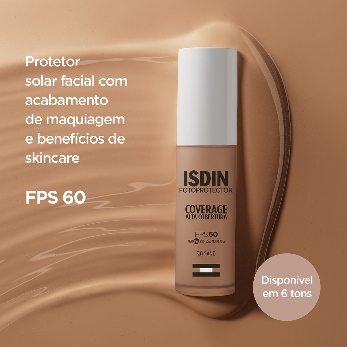Protetor Solar Facial Isdin Fotoprotector Coverage Alta Cobertura Fps60 Cor 3.0 30g — imagem 3 | Farmácia Resyla