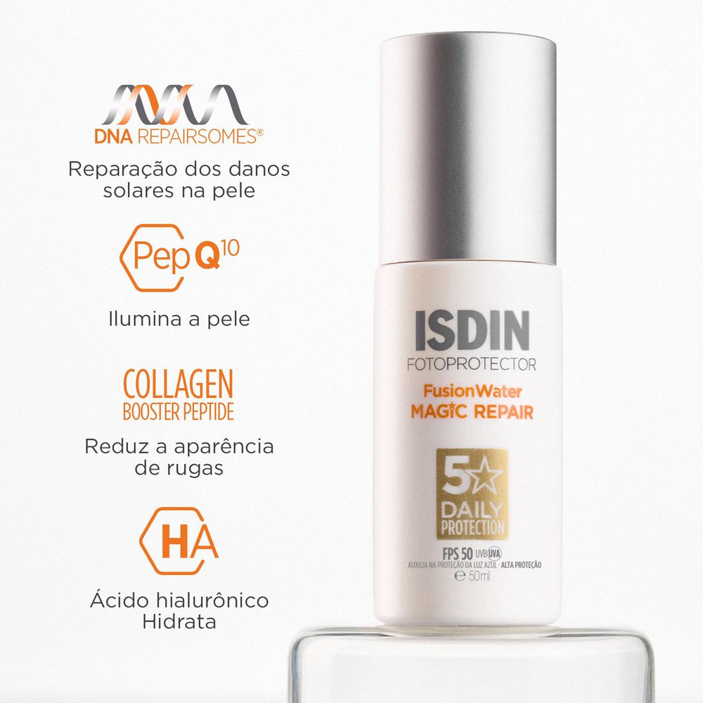 Protetor Solar Facial Isdin Fotoprotector Fusion Water Magic Repair Fps50 50ml — imagem 4 | Farmácia Resyla