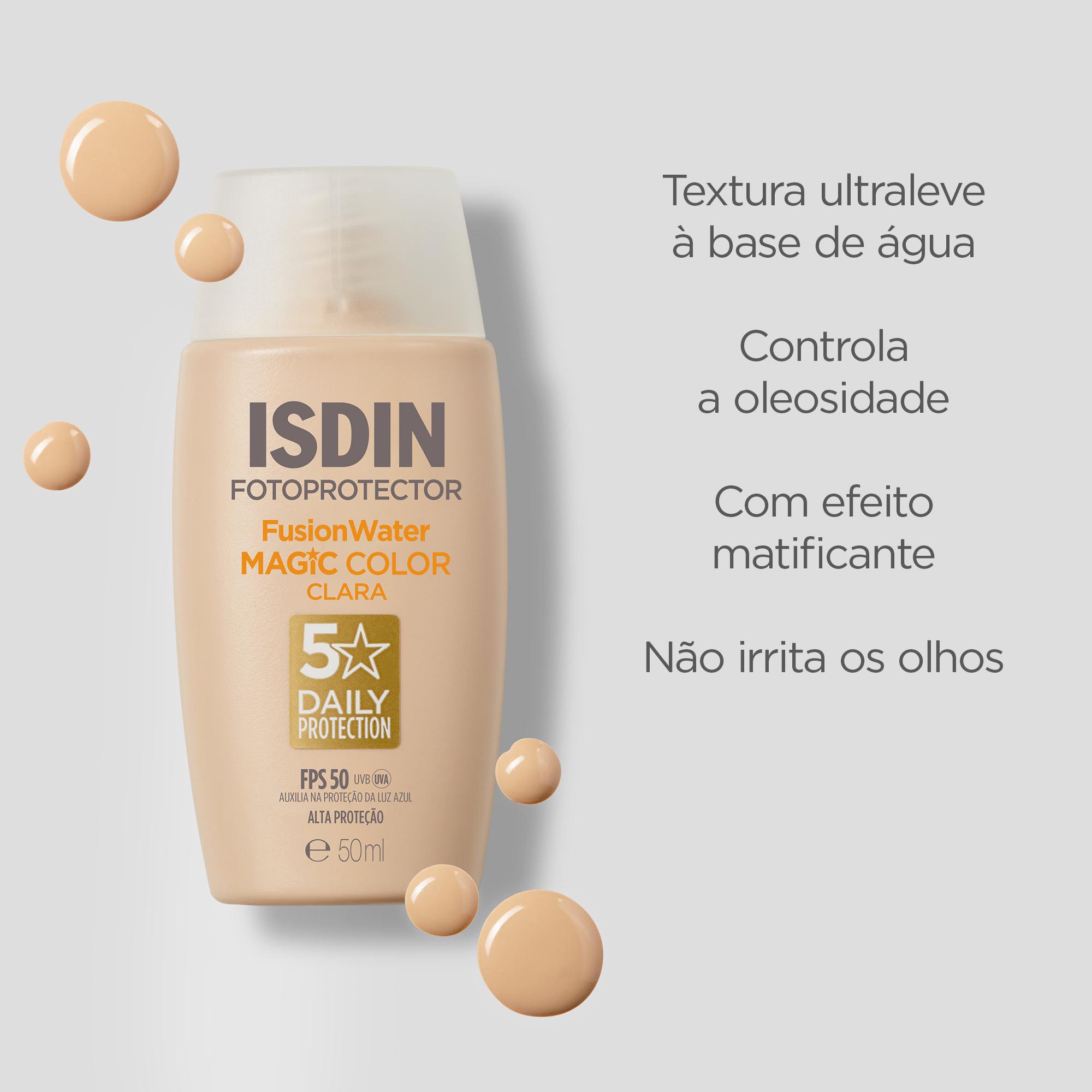 Protetor Solar Facial ISDIN Fusion Water Color FPS50 Cor Clara 50ml — imagem 4 | Farmácia Resyla
