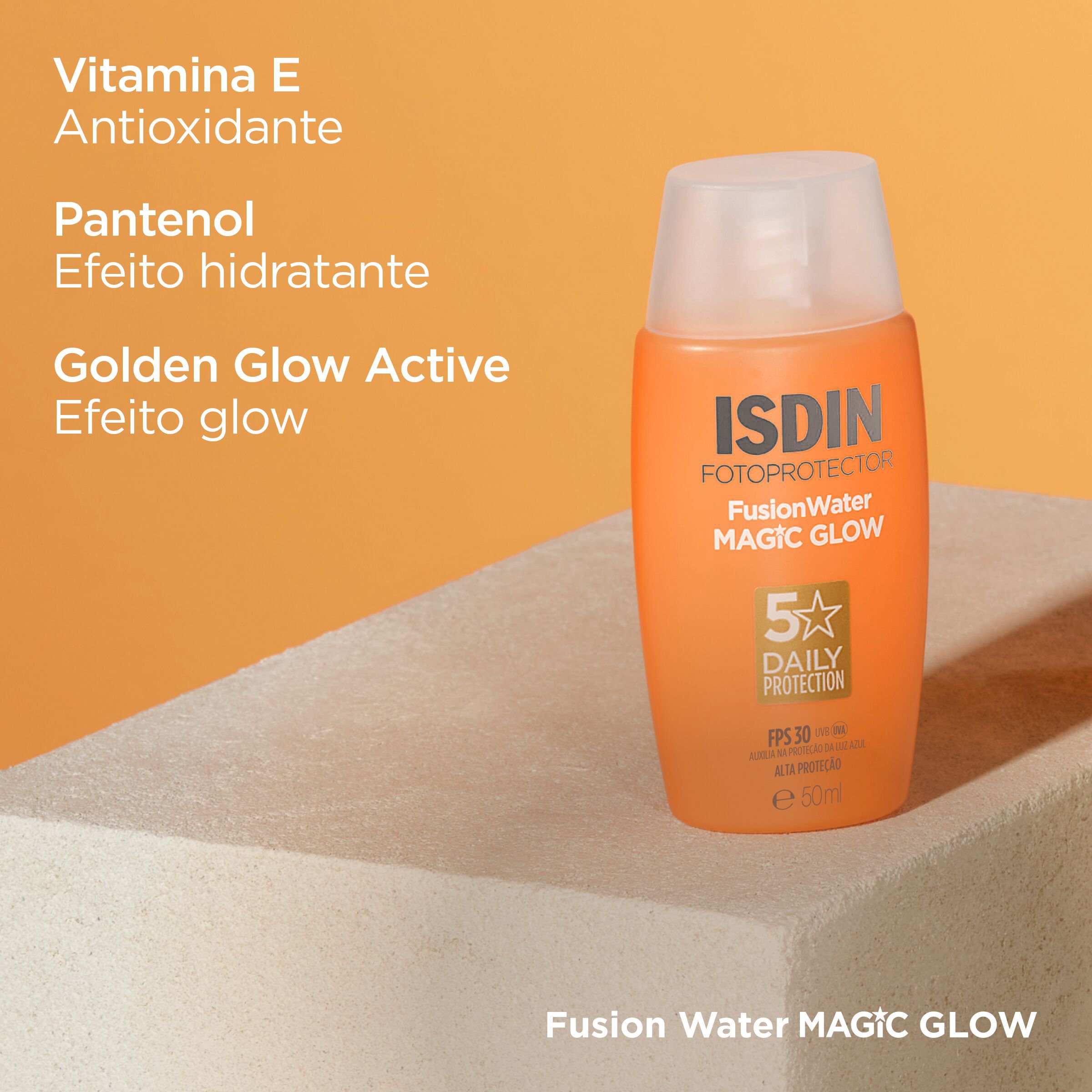 Protetor Solar Facial ISDIN Fusion Water Magic Glow FPS30 50ml — imagem 2 | Farmácia Resyla