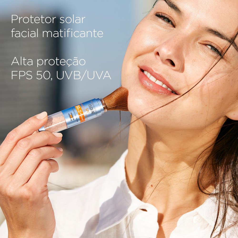Protetor Solar Facial ISDIN UV Mineral Brush FPS50 On The Go Translúcido 2g — imagem 3 | Farmácia Resyla