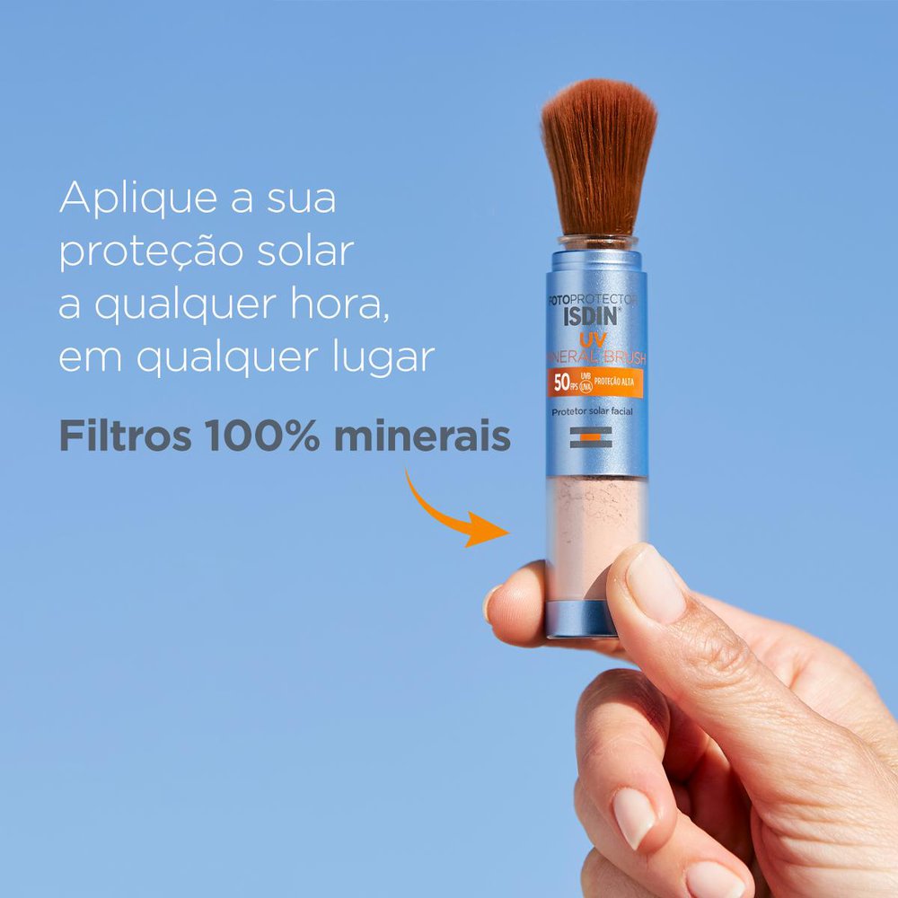 Protetor Solar Facial ISDIN UV Mineral Brush FPS50 On The Go Translúcido 2g — imagem 4 | Farmácia Resyla