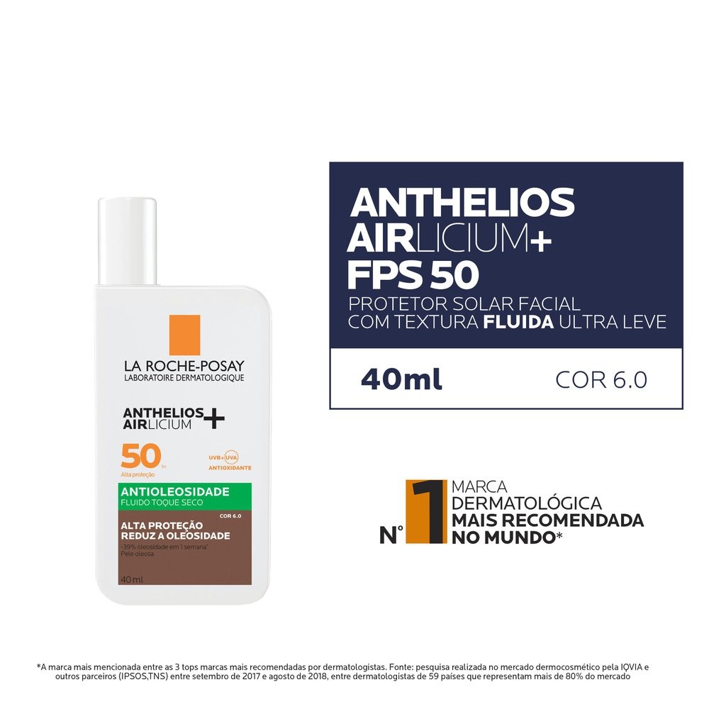 Protetor Solar Facial La Roche-Posay Anthelios Airlicium+ FPS50 Cor 6.0 40ml — imagem 3 | Farmácia Resyla