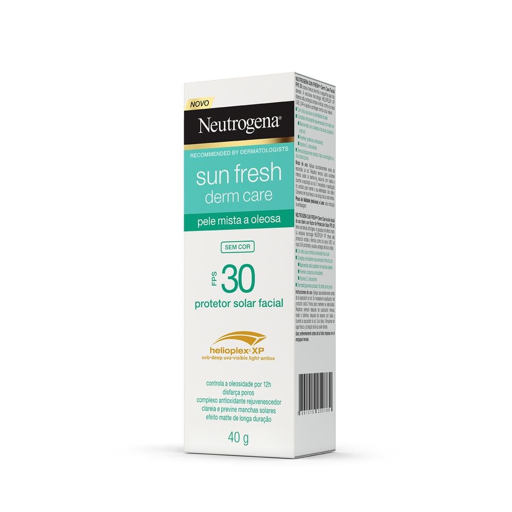 Protetor Solar Facial Neutrogena Sun Fresh Derm Care FPS30 Pele Mista a Oleosa Sem Cor 40g — imagem 4 | Farmácia Resyla