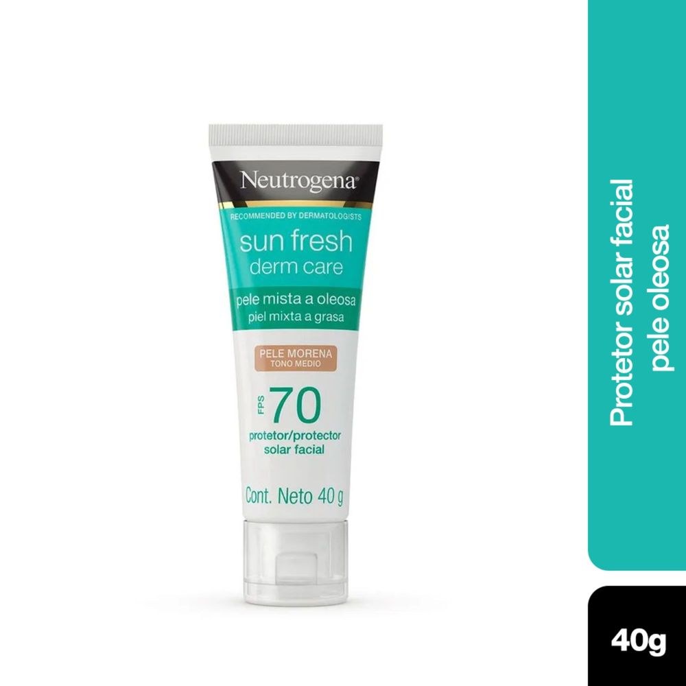 Protetor Solar Facial Neutrogena Sun Fresh Derm Care FPS70 Pele Mista a Oleosa Cor Morena 40g — Neutrogena | Farmácia Resyla