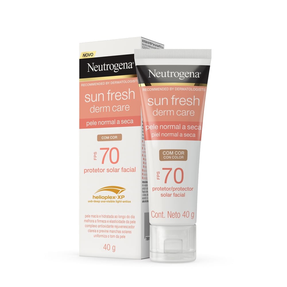 Protetor Solar Facial Neutrogena Sun Fresh Derm Care FPS70 Pele Normal a Seca Com Cor 40g — imagem 3 | Farmácia Resyla