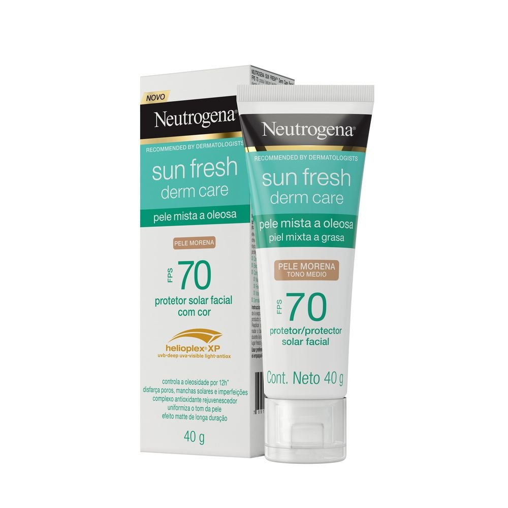 Protetor Solar Facial Neutrogena Sun Fresh Derm Care FPS70 Pele Mista a Oleosa Cor Morena 40g — imagem 3 | Farmácia Resyla