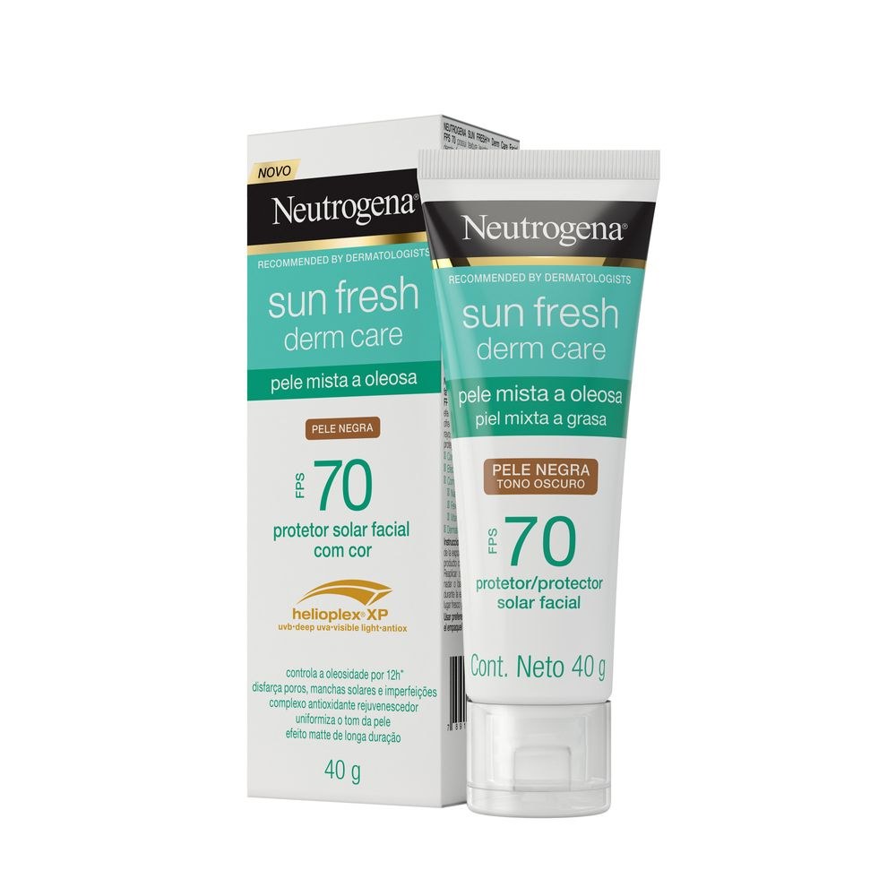 Protetor Solar Facial Neutrogena Sun Fresh Derm Care FPS70 Pele Mista a Oleosa Cor Negra 40g — imagem 4 | Farmácia Resyla