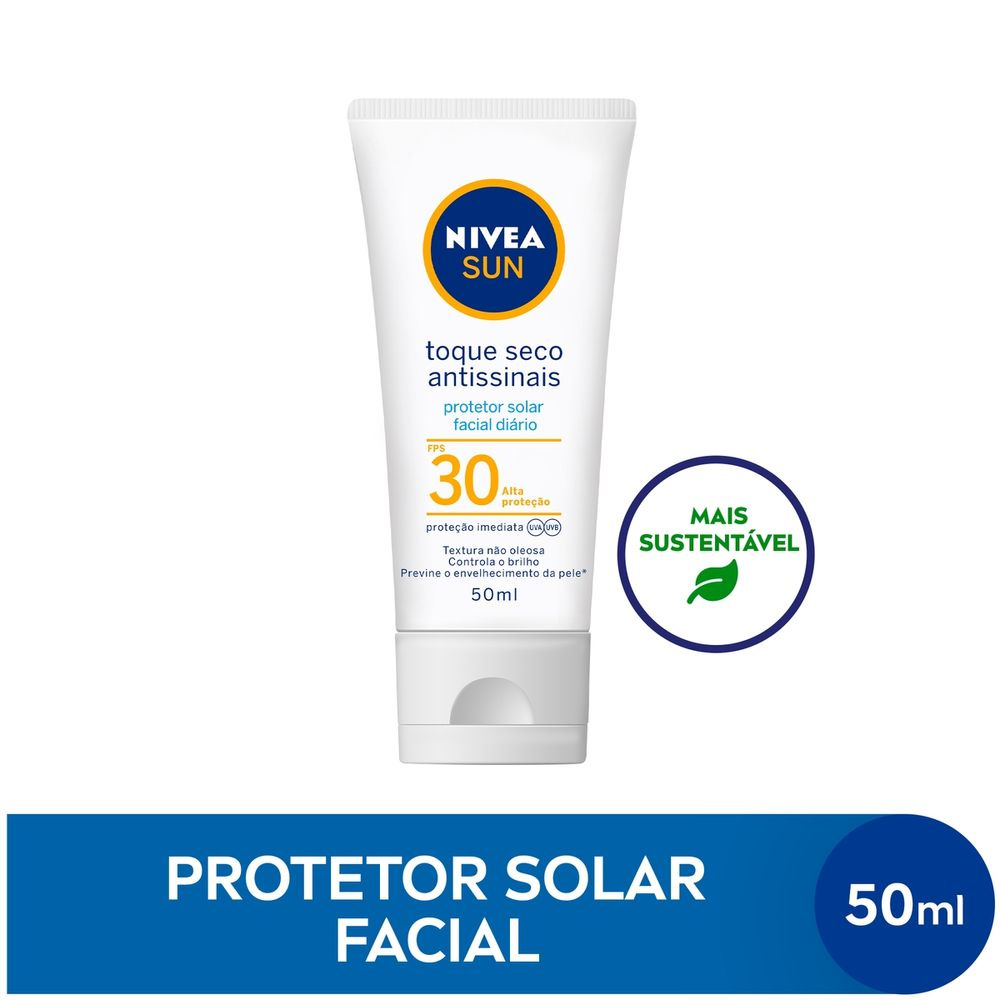 Protetor Solar Facial Nivea Sun Toque Seco Antissinais FPS30 50ml — Nivea | Farmácia Resyla
