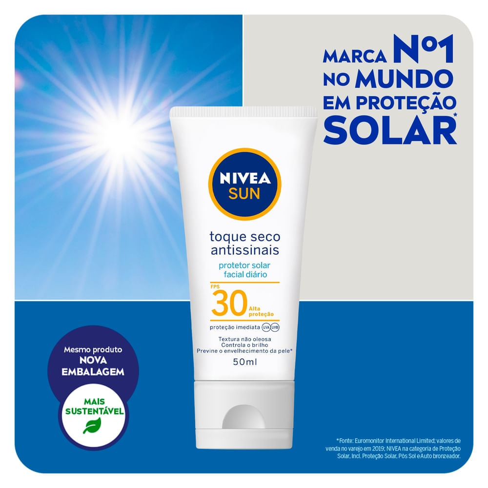 Protetor Solar Facial Nivea Sun Toque Seco Antissinais FPS30 50ml — imagem 3 | Farmácia Resyla