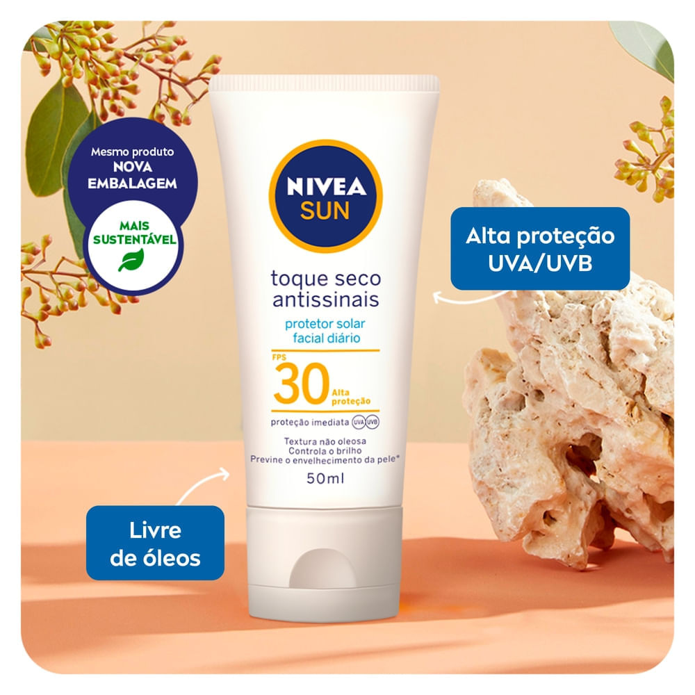 Protetor Solar Facial Nivea Sun Toque Seco Antissinais FPS30 50ml — imagem 4 | Farmácia Resyla