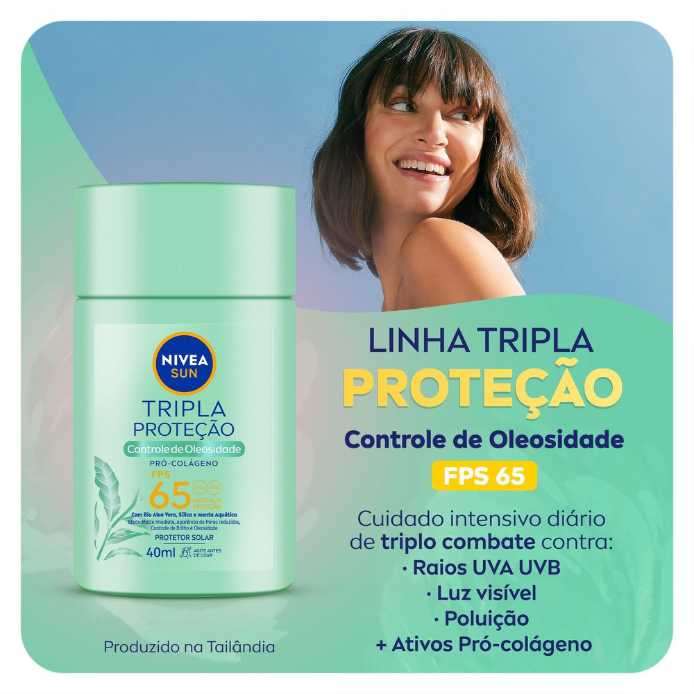 Protetor Solar Facial Nivea Sun Tripla Proteção FPS65 Controle de Oleosidade 40ml — imagem 2 | Farmácia Resyla