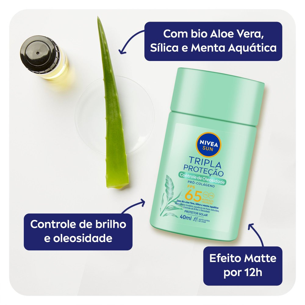 Protetor Solar Facial Nivea Sun Tripla Proteção FPS65 Controle de Oleosidade 40ml — imagem 4 | Farmácia Resyla