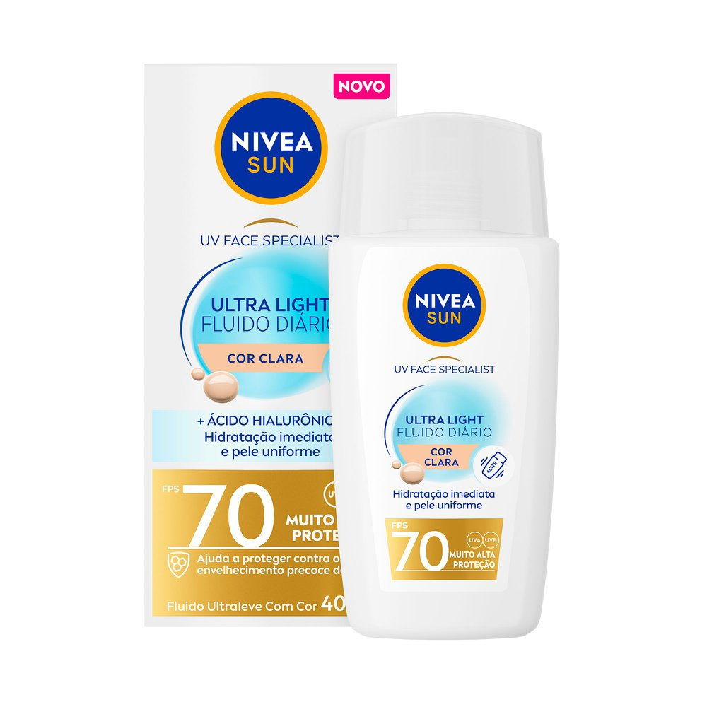 Protetor Solar Facial Nivea Sun Ultra Light Clara Uv Face Specialist Fps70 40ml — Nivea | Farmácia Resyla