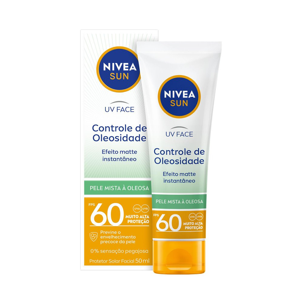 Protetor Solar Facial Nivea Sun UV Face FPS60 Controle de Oleosidade Pele Mista a Oleosa 50g — Nivea | Farmácia Resyla