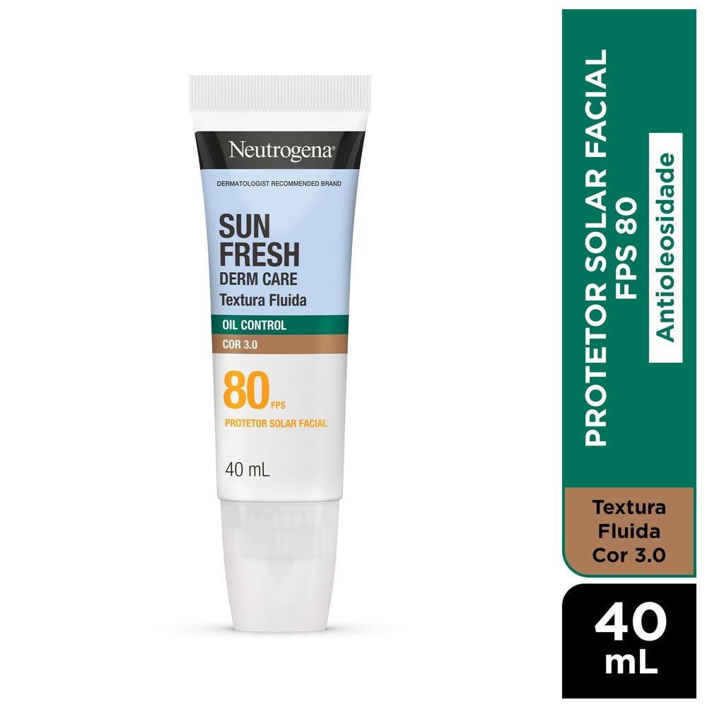 Protetor Solar Neutrogena Facial Toque Seco Com Cor 3.0 Fps80 Sun Fresh 40ml — Neutrogena | Farmácia Resyla