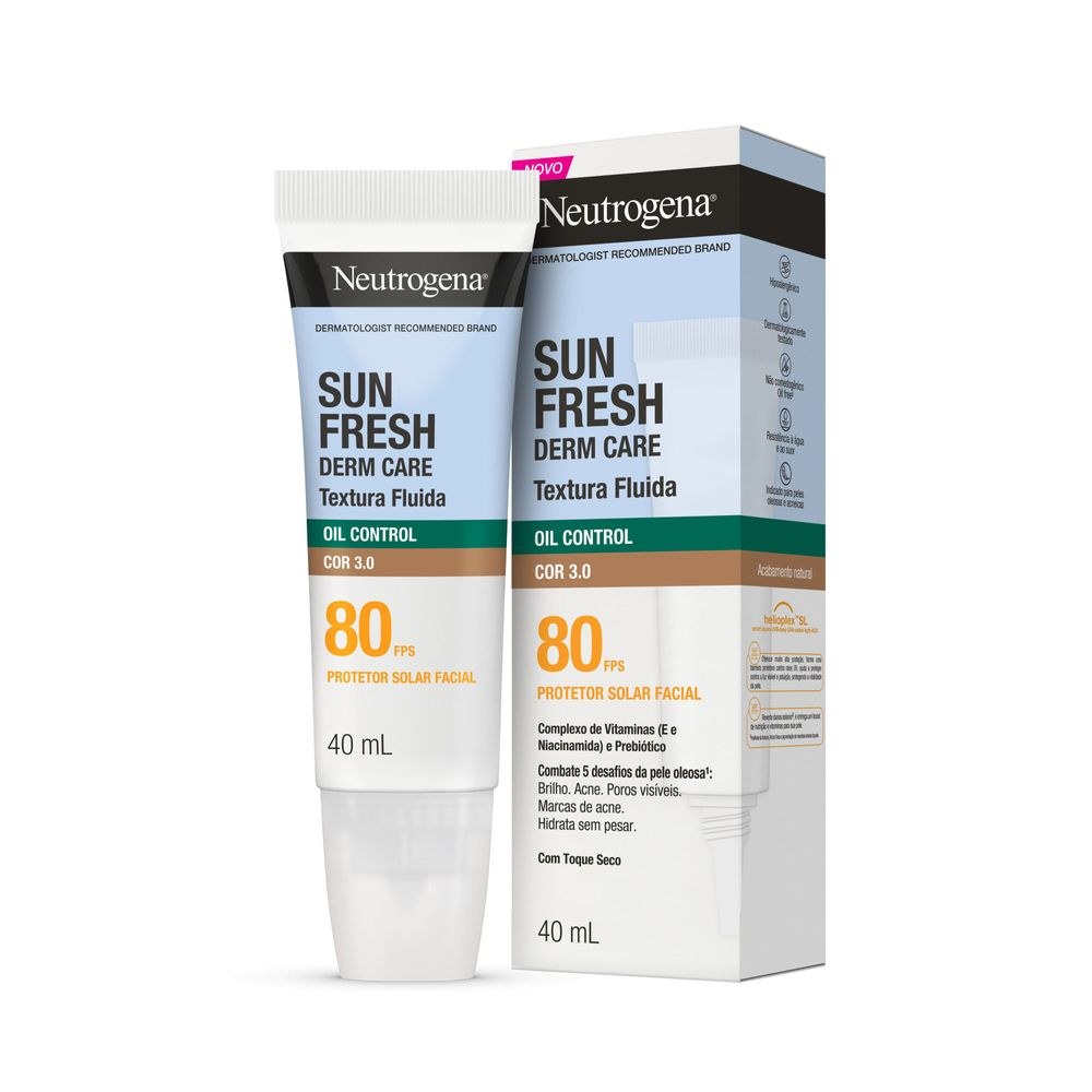 Protetor Solar Neutrogena Facial Toque Seco Com Cor 3.0 Fps80 Sun Fresh 40ml — imagem 4 | Farmácia Resyla