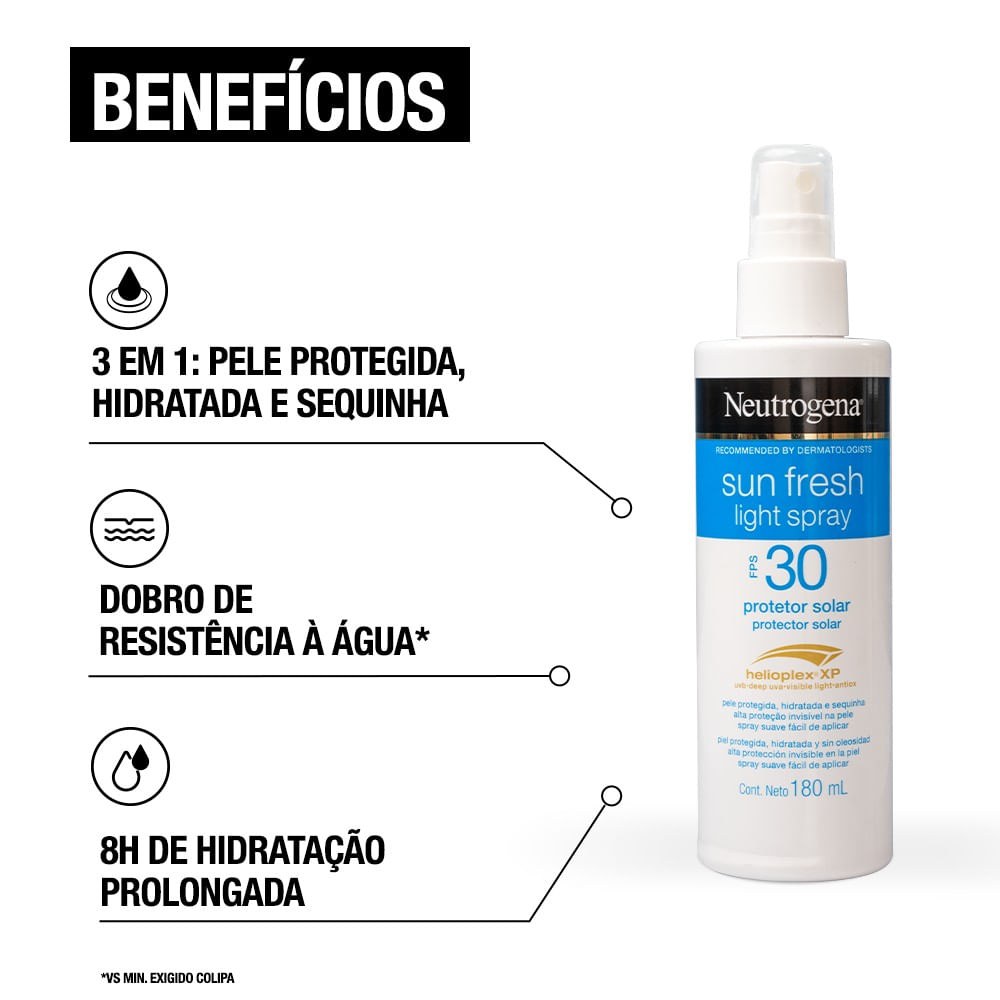Protetor Solar Neutrogena Sun Fresh FPS30 Light Spray 180ml — imagem 4 | Farmácia Resyla