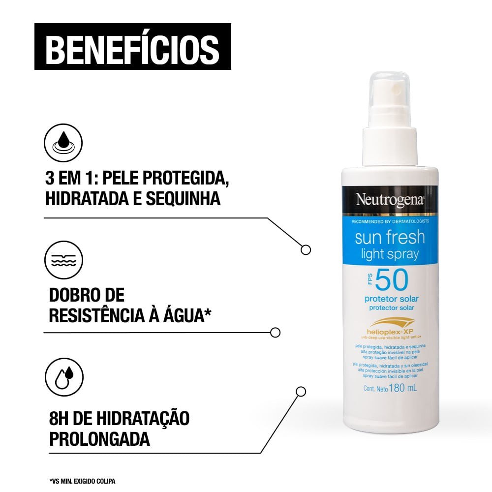 Protetor Solar Neutrogena Sun Fresh FPS50 Light Spray 180ml — imagem 4 | Farmácia Resyla