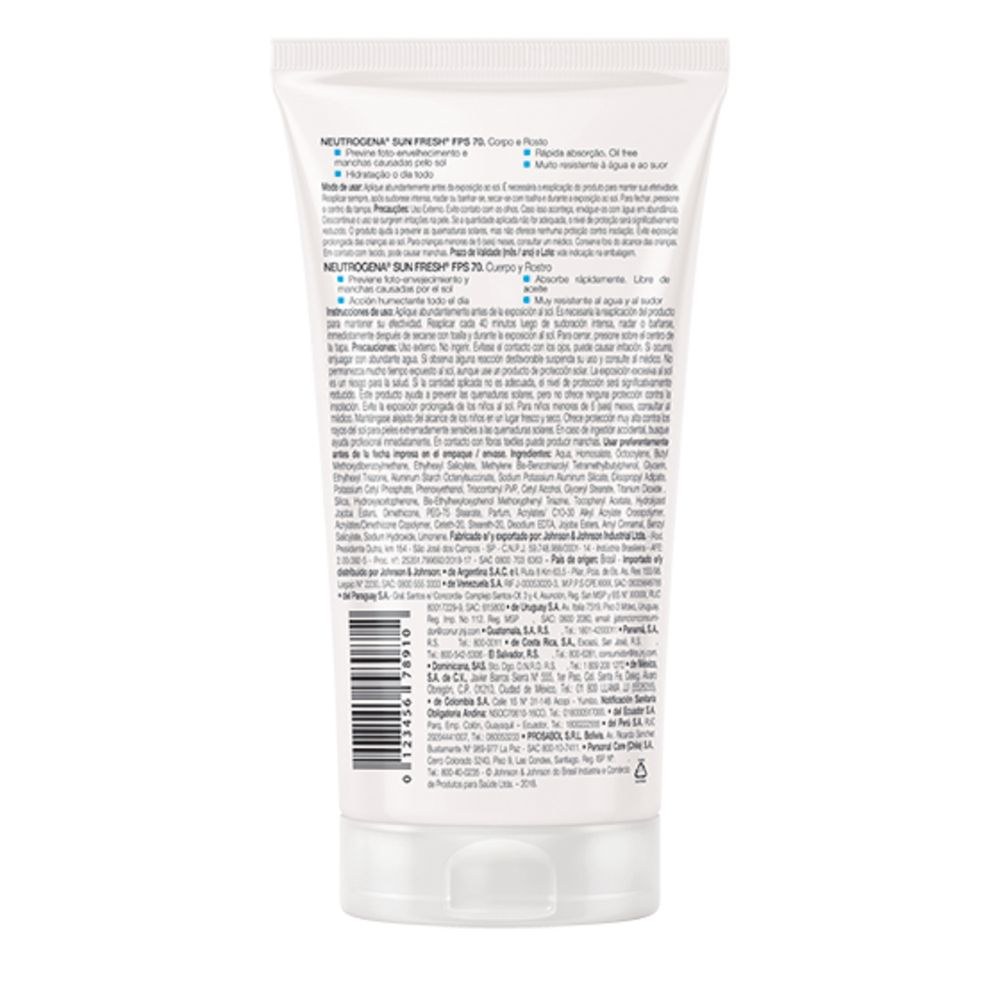 Protetor Solar Neutrogena Sun Fresh FPS70 120ml — imagem 3 | Farmácia Resyla