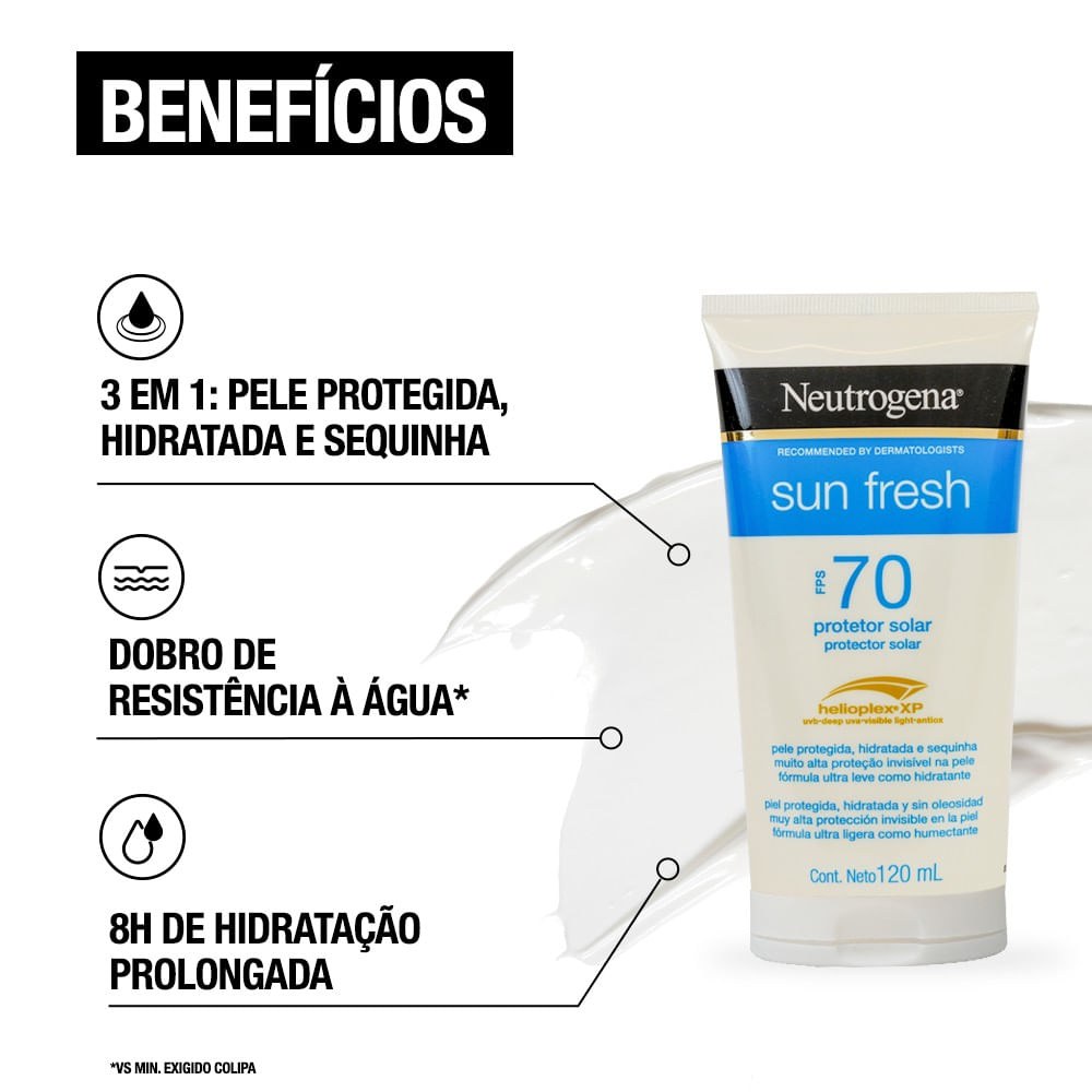 Protetor Solar Neutrogena Sun Fresh FPS70 120ml — imagem 4 | Farmácia Resyla
