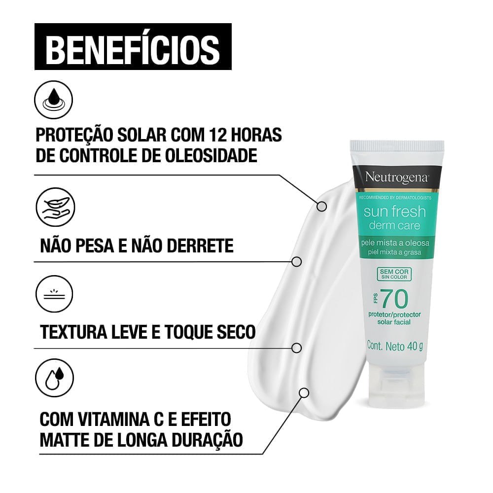 Protetor Solar Neutrogena Sun Fresh Oily Skin Sem Cor Fps70 40g — imagem 4 | Farmácia Resyla